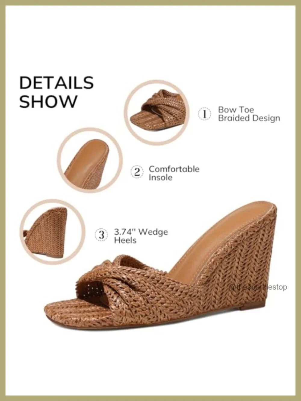Women's Raffia Braided Wedge Sandals Slip-On Espadrille Mules